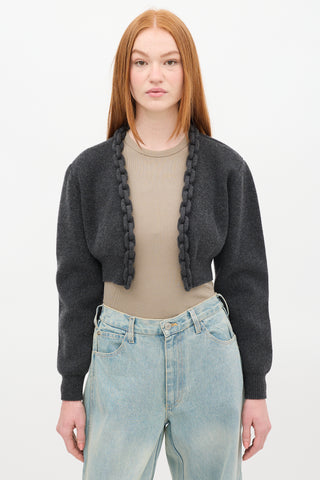 Alexander Wang Grey Wool Knit Chain Link Cardigan