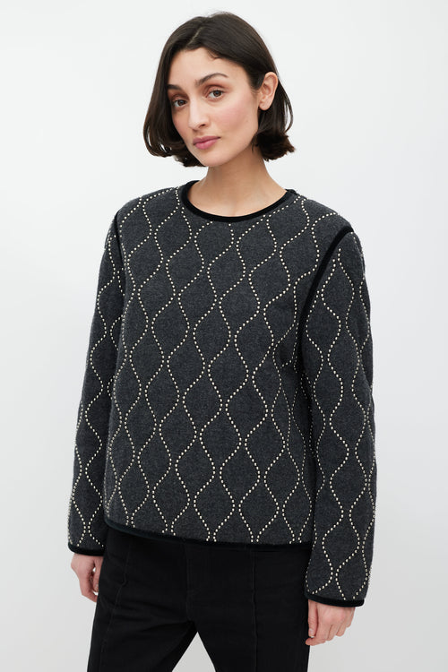 Alexander Wang Grey Wool Studded  Sweater
