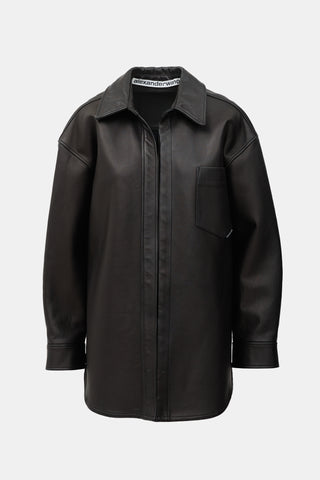 Alexander Wang Leather Oversized Shirt Jacket