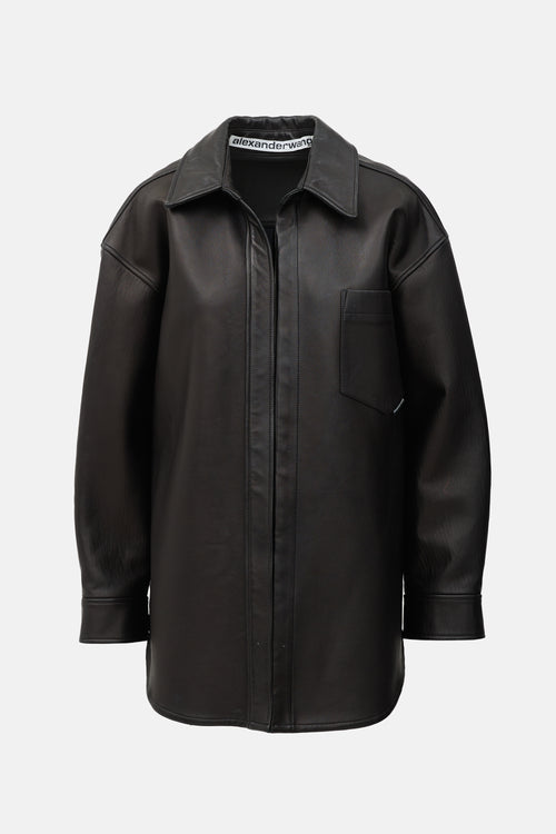 Alexander Wang Leather Oversized Shirt Jacket