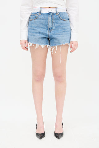 Alexander Wang Denim Logo Waist Bite Shorts