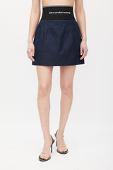Alexander Wang Navy & Black Logo Elastic Mini Skirt