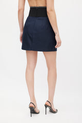 Alexander Wang Navy & Black Logo Elastic Mini Skirt