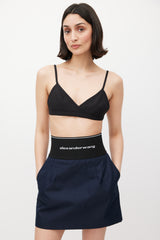Alexander Wang Navy & Black Logo Elastic Mini Skirt