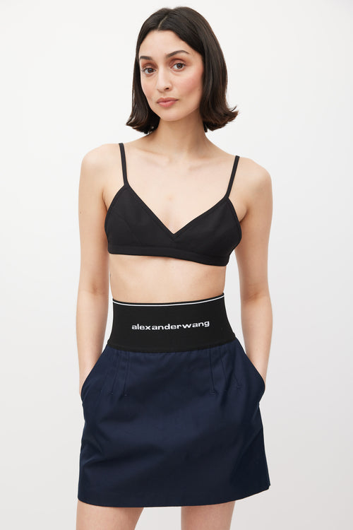 Alexander Wang Navy & Black Logo Elastic Mini Skirt