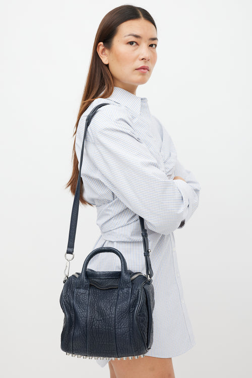 Alexander Wang Navy & Silver Leather Rocco Studded Bag