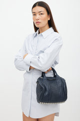 Alexander Wang Navy & Silver Leather Rocco Studded Bag