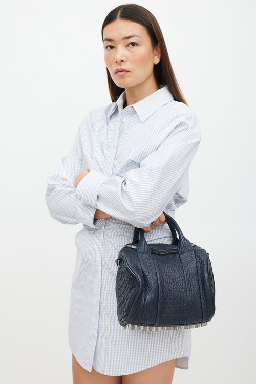 Alexander Wang Navy & Silver Leather Rocco Studded Bag