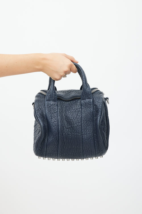 Alexander Wang Navy & Silver Leather Rocco Studded Bag