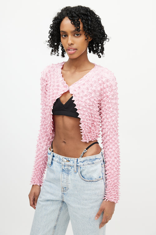 Alexander Wang Pink Garment Pleated Cropped Cardigan