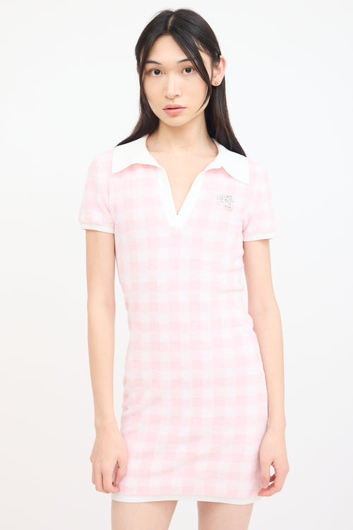 Alexander Wang Pink & White Terry Gingham Dress