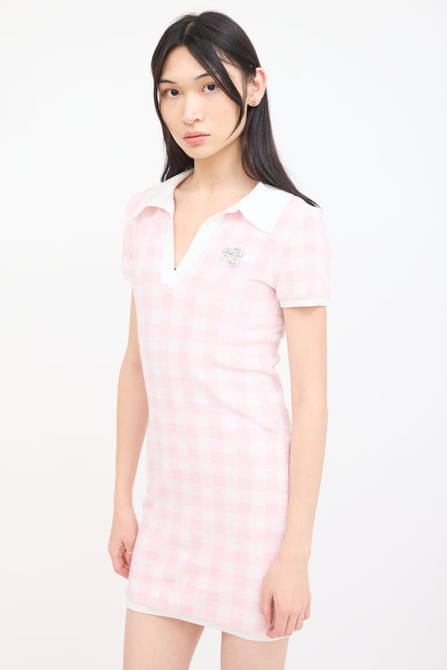 Alexander Wang Pink & White Terry Gingham Dress