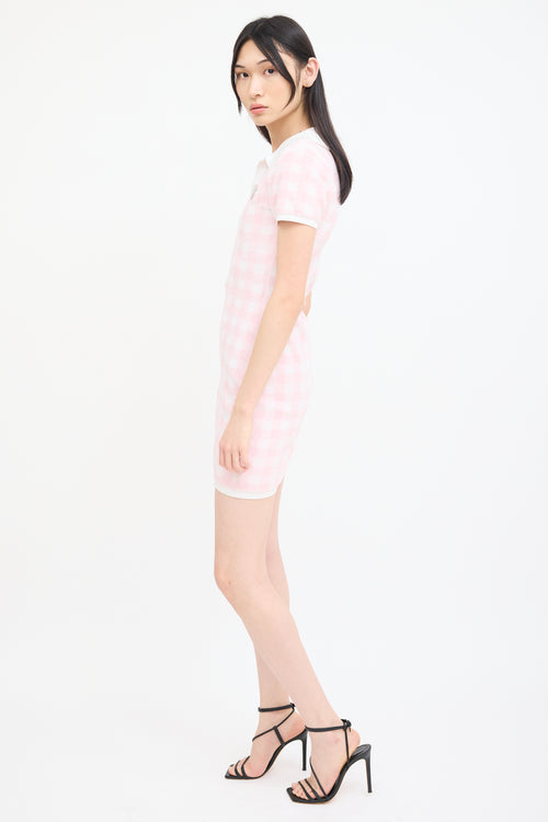 Alexander Wang Pink & White Terry Gingham Dress