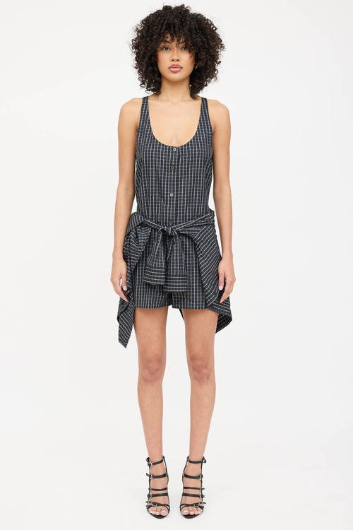 Alexander Wang Plaid Tie Asymmetrical Romper