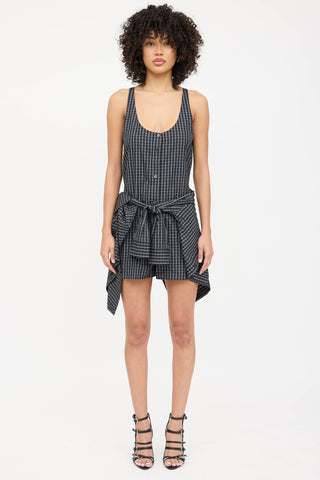 Alexander Wang Plaid Tie Asymmetrical Romper