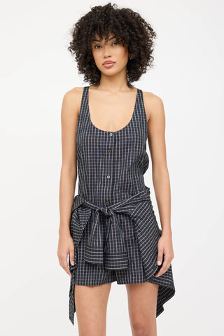Alexander Wang Plaid Tie Asymmetrical Romper