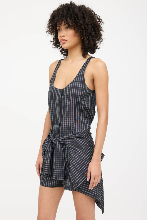 Alexander Wang Plaid Tie Asymmetrical Romper
