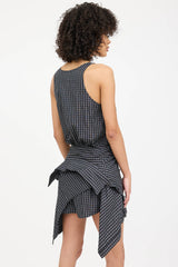Alexander Wang Plaid Tie Asymmetrical Romper