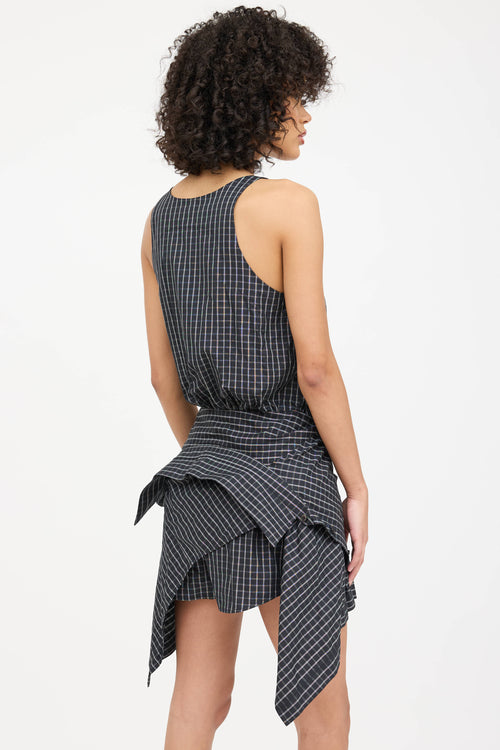 Alexander Wang Plaid Tie Asymmetrical Romper