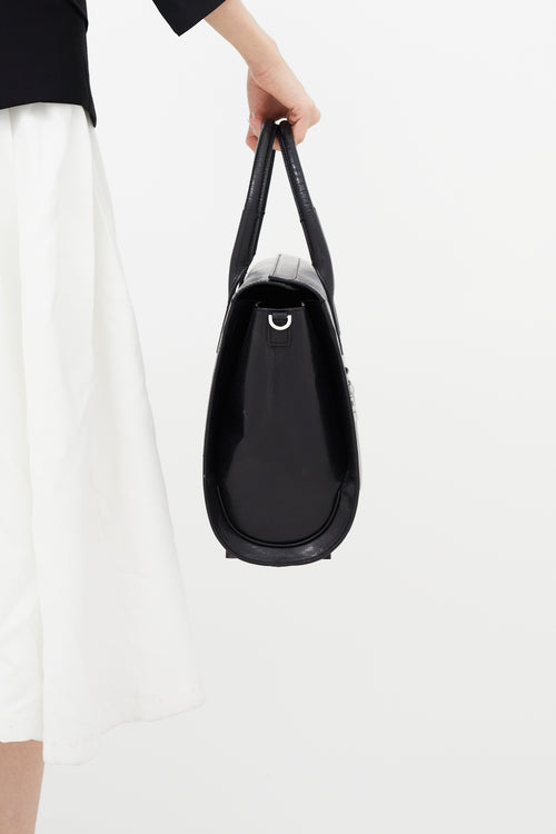 Alexander Wang Silver & Black Leather Chastity Crossbody Bag