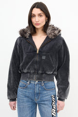 Alexander Wang Velour & Shearling Workwear Hoodie