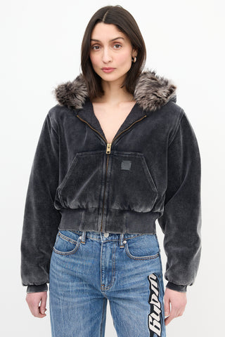 Alexander Wang Velour & Shearling Workwear Hoodie