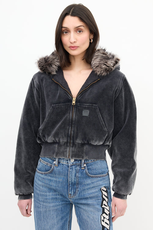 Alexander Wang Velour & Shearling Workwear Hoodie