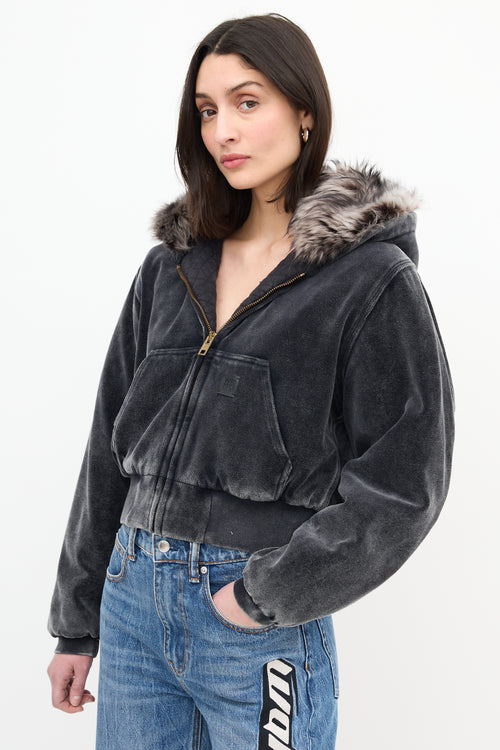 Alexander Wang Velour & Shearling Workwear Hoodie