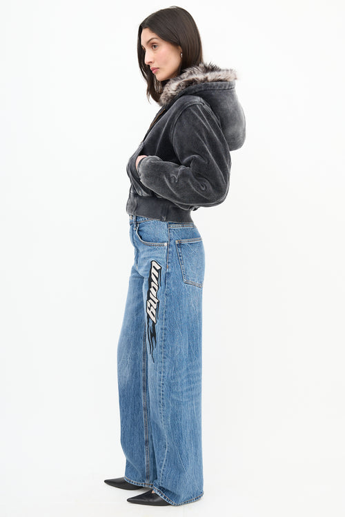 Alexander Wang Velour & Shearling Workwear Hoodie