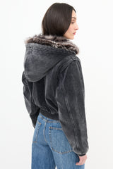 Alexander Wang Velour & Shearling Workwear Hoodie