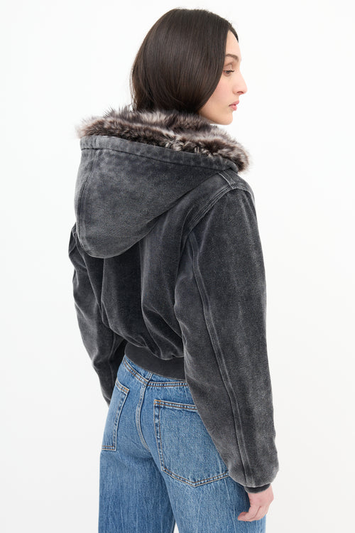 Alexander Wang Velour & Shearling Workwear Hoodie