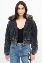 Alexander Wang Velour & Shearling Workwear Hoodie