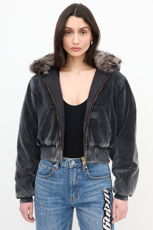 Alexander Wang Velour & Shearling Workwear Hoodie