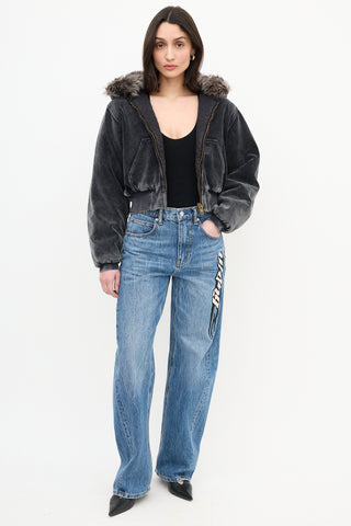 Alexander Wang Velour & Shearling Workwear Hoodie