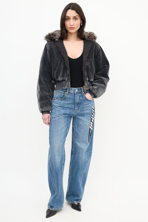 Alexander Wang Velour & Shearling Workwear Hoodie