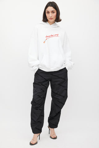 Alexander Wang White & Red Lipstick Logo Hoodie