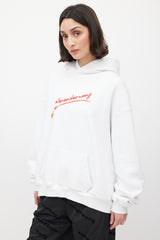 Alexander Wang White & Red Lipstick Logo Hoodie