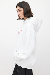 Alexander Wang White & Red Lipstick Logo Hoodie