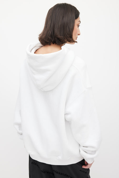 Alexander Wang White & Red Lipstick Logo Hoodie