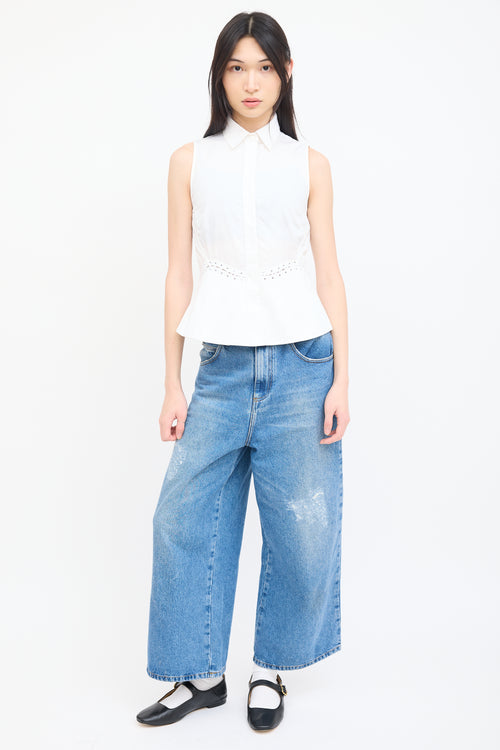 Alexander Wang White Sleeveless Lace Up Shirt