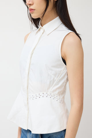 Alexander Wang White Sleeveless Lace Up Shirt