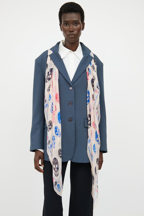 Alexander McQueen Cream Multi Colour Skull Scarf