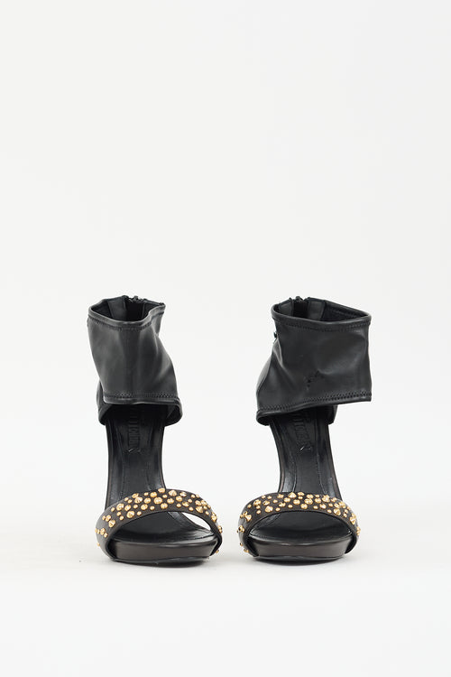 Alexander McQueen Black & Gold Leather Studded Heel