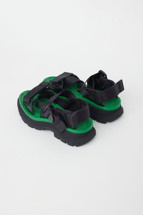 Alexander McQueen Black & Green Tread Platform Sandal