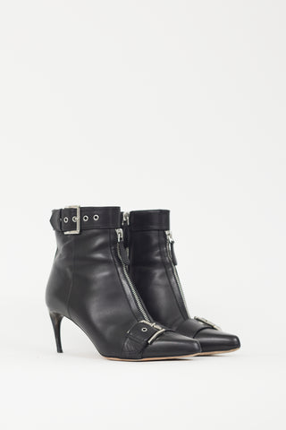 Alexander McQueen Black Leather Buckle Strap Boot