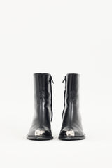 Alexander McQueen Black Leather Toe Cap Boot