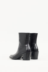 Alexander McQueen Black Leather Toe Cap Boot