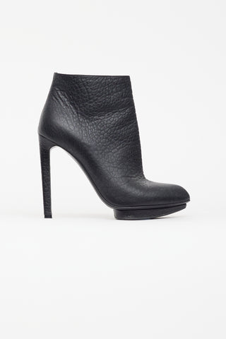 Alexander McQueen Black Pebbled Leather Stiletto Boot