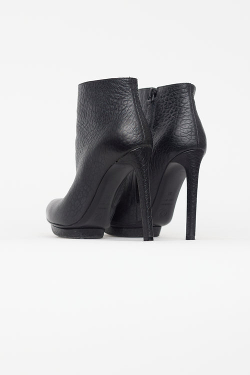 Alexander McQueen Black Pebbled Leather Stiletto Boot
