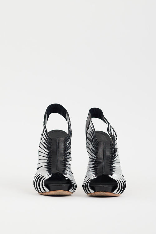 Alexander McQueen Silver & Black Leather Cutout Heel